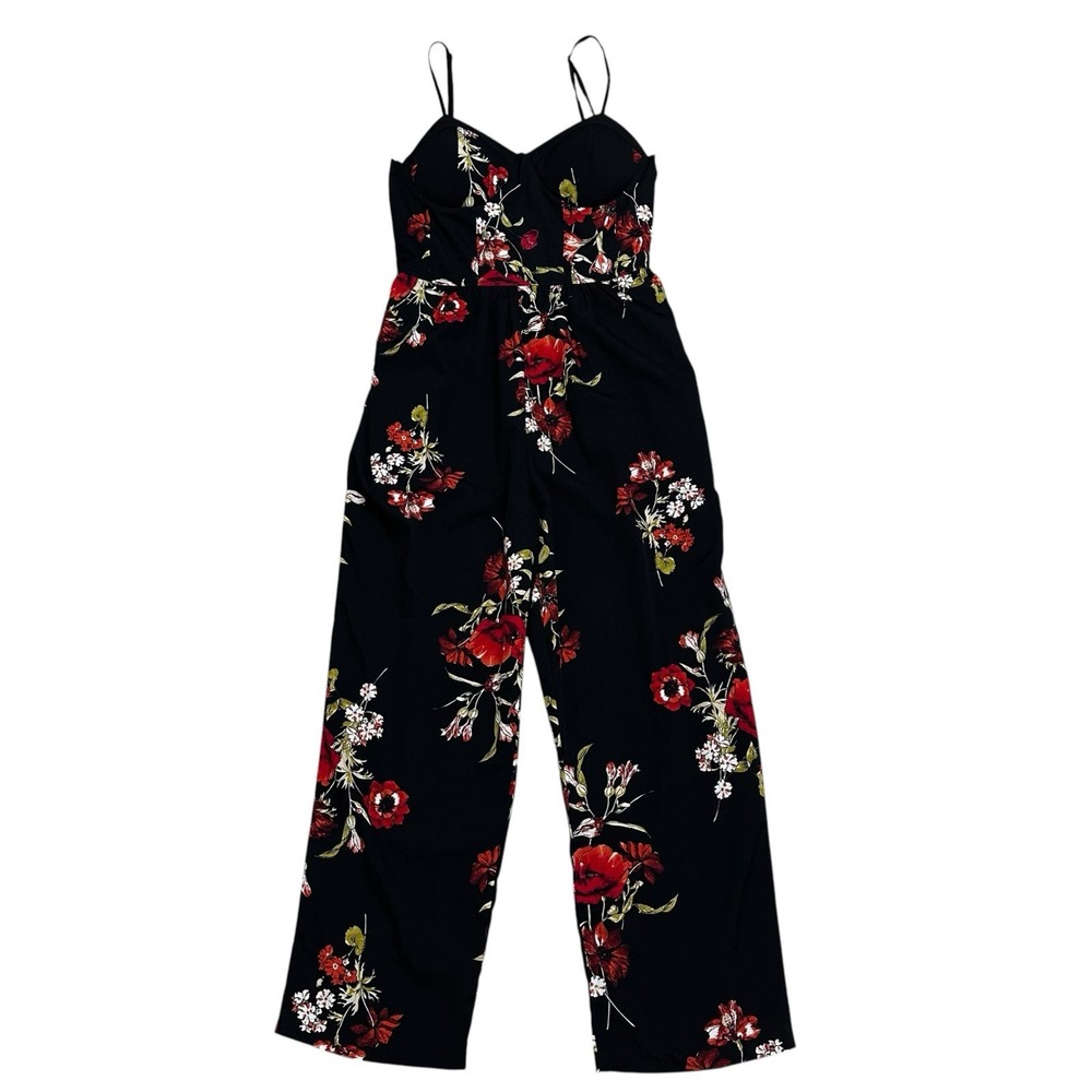 Band Of Gypsies Floral Print Bustier Wide Leg Sleeveless Jumpsuit Size Small